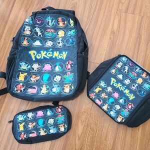 Retro Pokémon Backpack Lunchbox and Pencil Case NWOT